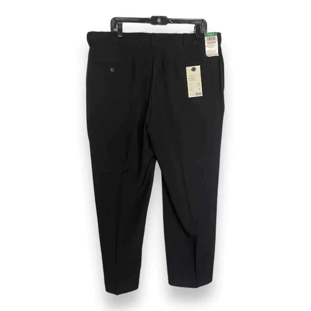 Haggar Mens Pants Sz 38 x 29‎ Repreve Stria Black Dress Smart Fiber Classic NEW